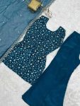 FANCY CRUNCHY SILK EMBROIDERY SEQUENCE AND JARI WORK TOP PALAZZO WITH DUPATTA FESTIVE WEAR WHOLESALE PRICE ETHNIC GARMENT (3)