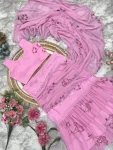 FANCY GEORGETTE DIGITAL PRINT & 3 LAYER RUFFLE WORK LEHENGA SAREE WITH BLOUSE AND ATTACHED DUPATTA PARTY WEAR WHOLESALE PRICE ETHNIC GARMENT (5)