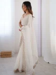 FANCY GEORGETTE EMBOIDERY BORDER LACE WORK SAREE WITH UNSTITCHED BLOUSE PARTY WEAR WHOLESALE PRICE ETHNIC GARMENT (2)