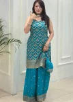 FANCY GEORGETTE EMBROIDERY AND SEQUENCE WORK WITH HANGING LATKAN WORK TOP PALAZZO WITH DUPATTA RAMA (1)