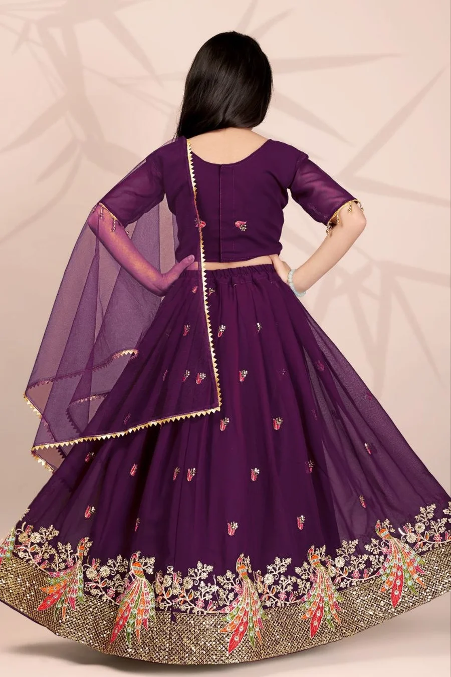 FANCY GEORGETTE EMBROIDERY & CODING WORK KID'S LEHENGA CHOLI WITH DUPATTA FESTIVE WEAR WHOLESALE PRICE ETHNIC GARMENT (11)