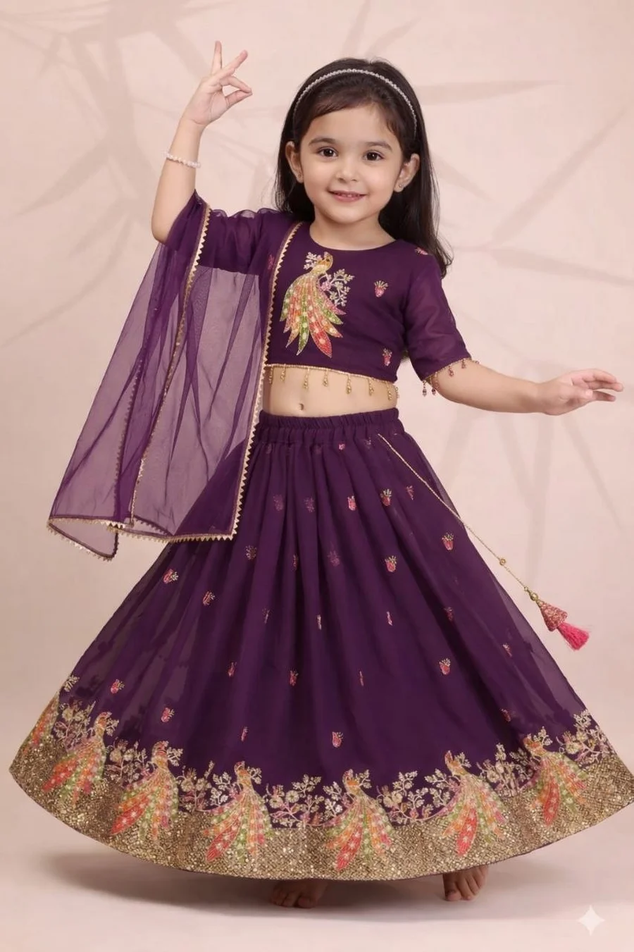 FANCY GEORGETTE EMBROIDERY & CODING WORK KID'S LEHENGA CHOLI WITH DUPATTA FESTIVE WEAR WHOLESALE PRICE ETHNIC GARMENT (8)