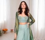 FANCY GEORGETTE EMBROIDERY CODING WORK SHRUG BLOUSE WITH PALAZZO SET FESTIVE WEAR WHOLESALE PRICE ETHNIC GARMENT (1)