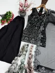 FANCY GEORGETTE EMBROIDERY SEQUENCE PEARL HAND WORK TOP PALAZZO WITH DUPATTA WEDDING WEAR WHOLESALE PRICE ETHNIC GARMENT (5)