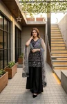 FANCY GEORGETTE EMBROIDERY SEQUENCE PEARL HAND WORK TOP PALAZZO WITH DUPATTA WEDDING WEAR WHOLESALE PRICE ETHNIC GARMENT (5)