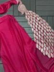 FANCY GEORGETTE EMBROIDERY SEQUENCE WORK READY TO WEAR SAREE WITH STITCHED BLOUSE PARTY WEAR WHOLESALE PRICE ETHNIC GARMENT (4)