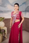 FANCY GEORGETTE EMBROIDERY SEQUENCE WORK READY TO WEAR SAREE WITH STITCHED BLOUSE PARTY WEAR WHOLESALE PRICE ETHNIC GARMENT (4)
