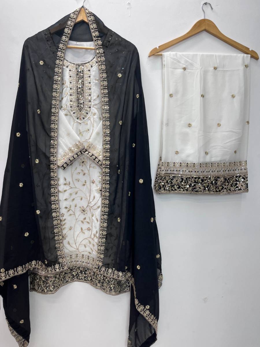 FANCY GEORGETTE EMBROIDERY SEQUENCE WORK TOP PALAZZO WITH DUPATTA FESTIVE WEAR WHOLESALE PRICE ETHNIC GARMENT (7)