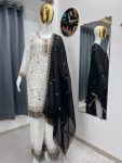 FANCY GEORGETTE EMBROIDERY SEQUENCE WORK TOP PALAZZO WITH DUPATTA FESTIVE WEAR WHOLESALE PRICE ETHNIC GARMENT (8)