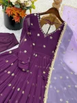 FANCY GEORGETTE EMBROIDERY WORK TOP BOTTOM WITH DUPATTA FESTIVE WEAR WHOLESALE PRICE ETHNIC GARMENT (4)