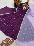 FANCY GEORGETTE EMBROIDERY WORK TOP BOTTOM WITH DUPATTA FESTIVE WEAR WHOLESALE PRICE ETHNIC GARMENT (4)