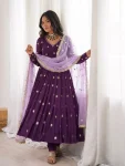 FANCY GEORGETTE EMBROIDERY WORK TOP BOTTOM WITH DUPATTA FESTIVE WEAR WHOLESALE PRICE ETHNIC GARMENT (4)