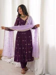 FANCY GEORGETTE EMBROIDERY WORK TOP BOTTOM WITH DUPATTA FESTIVE WEAR WHOLESALE PRICE ETHNIC GARMENT (4)