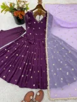 FANCY GEORGETTE EMBROIDERY WORK TOP BOTTOM WITH DUPATTA FESTIVE WEAR WHOLESALE PRICE ETHNIC GARMENT (4)