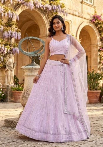 FANCY GEORGETTE SEQUENCE & ZARI WORK LEHENGA CHOLI WITH DUPATTA BABY PINK