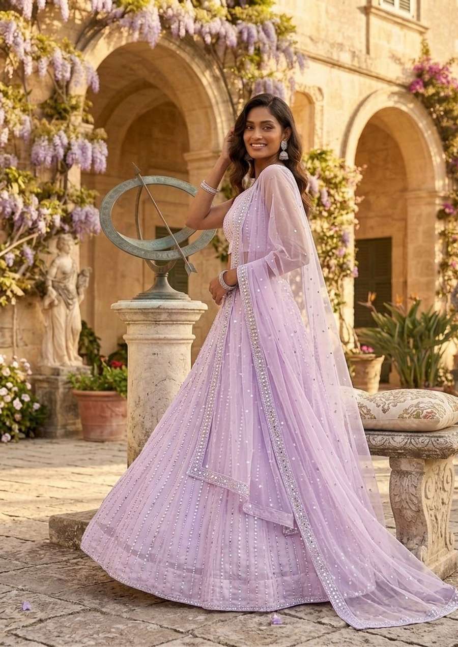 FANCY GEORGETTE SEQUENCE & ZARI WORK LEHENGA CHOLI WITH DUPATTA PARTY WEAR WHOLESALE PRICE ETHNIC GARMENT (4)