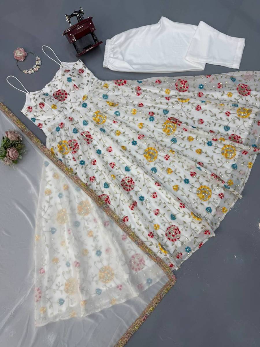 FANCY GEORGETTE THREAD WITH SEQUENCE WORK GOWN BOTTOM WITH DUPATTA PARTY WEAR WHOLESALE PRICE ETHNIC GARMENT (11)