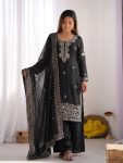 FANCY GMY SILK EMBROIDERY BEADS WORK TOP PALAZZO WITH DUPATTA BLACK