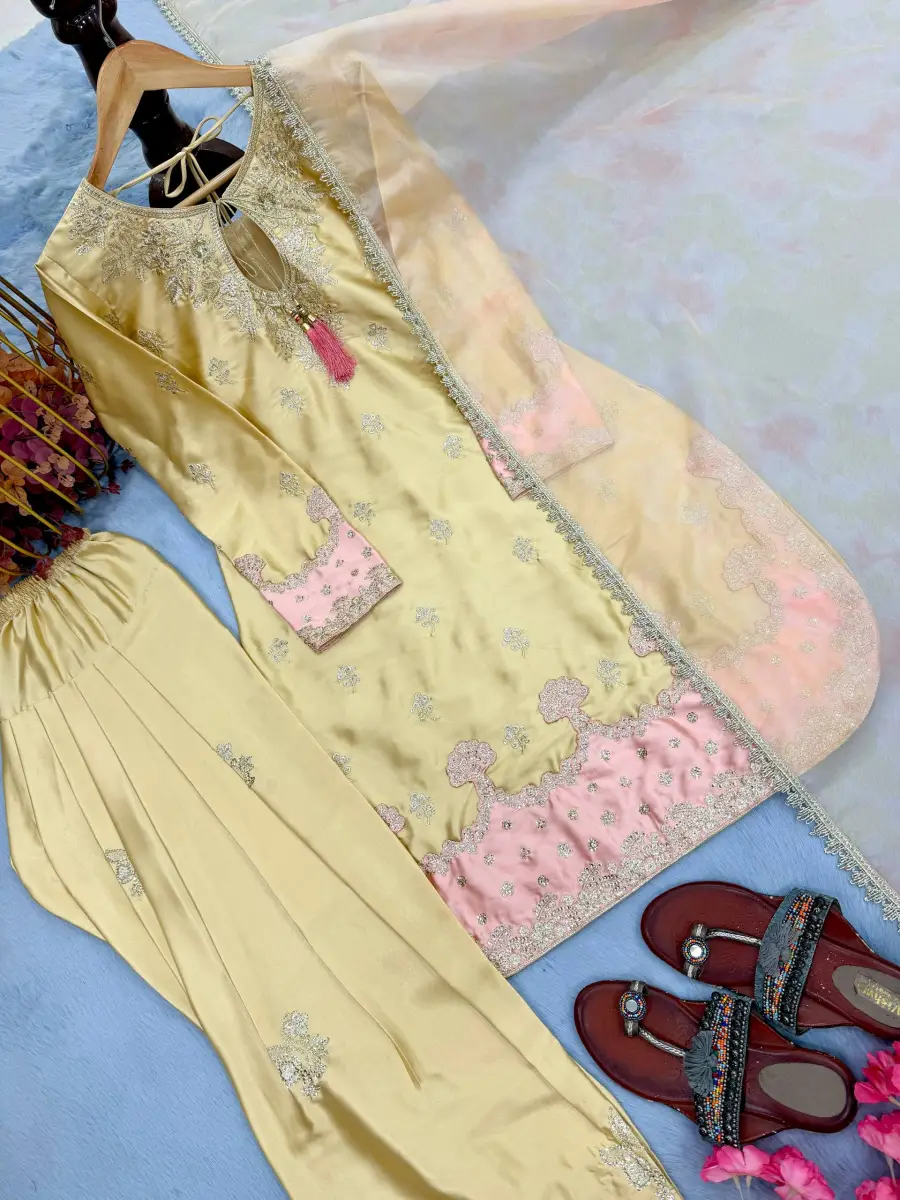 FANCY JAPAN SATIN SILK EMBROIDERY 3 MM SEQUENCE WORK TOP PATIYALA WITH DUPATTA FESTIVE WEAR WHOLESALE PRICE ETHNIC GARMENT (17)