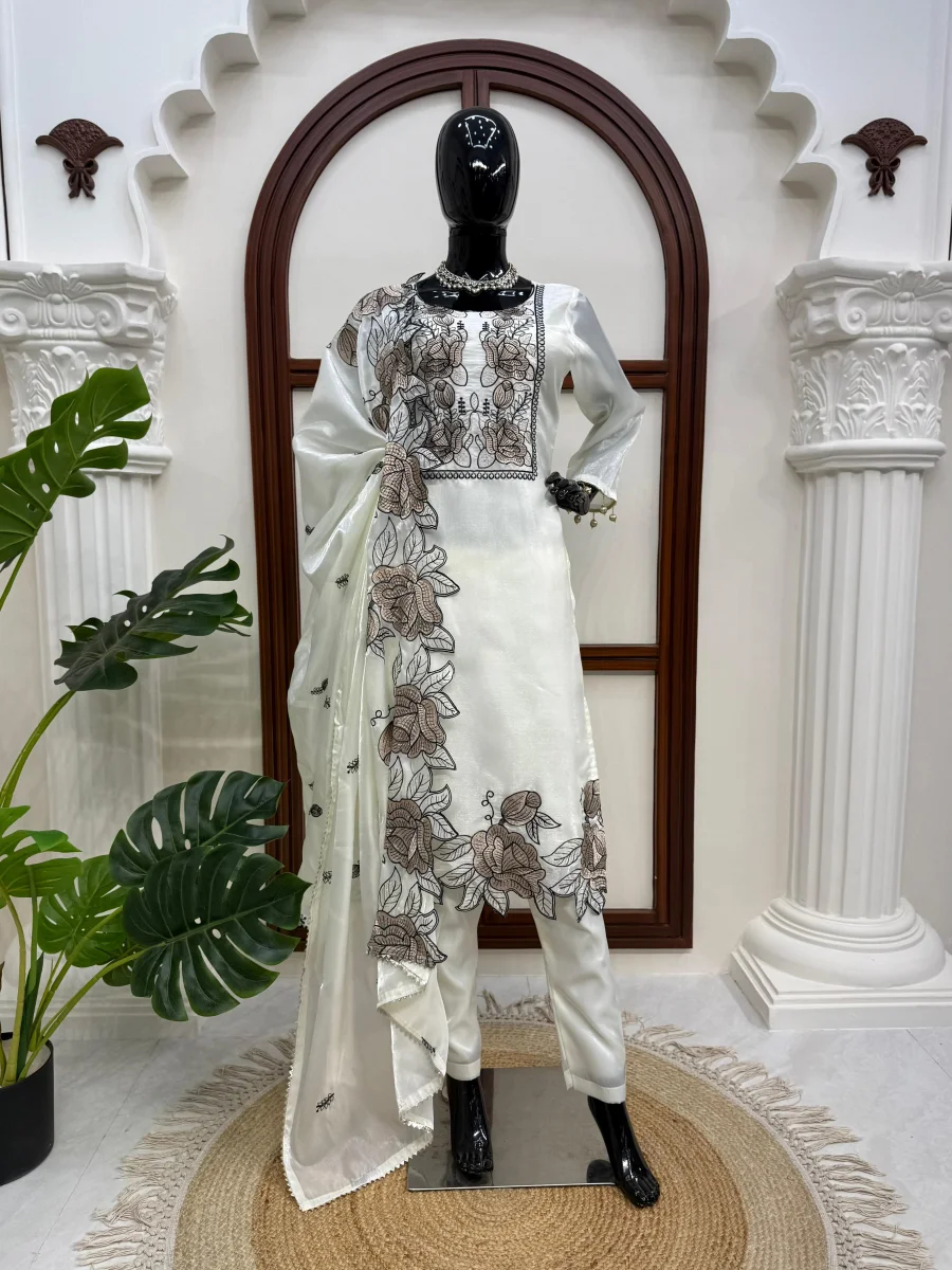 FANCY JMC SILK THREAD WITH FANCY LACE WORK TOP BOTTOM WITH DUPATTA FESTIVE WEAR WHOLESALE PRICE ETHNIC GARMENT (2)
