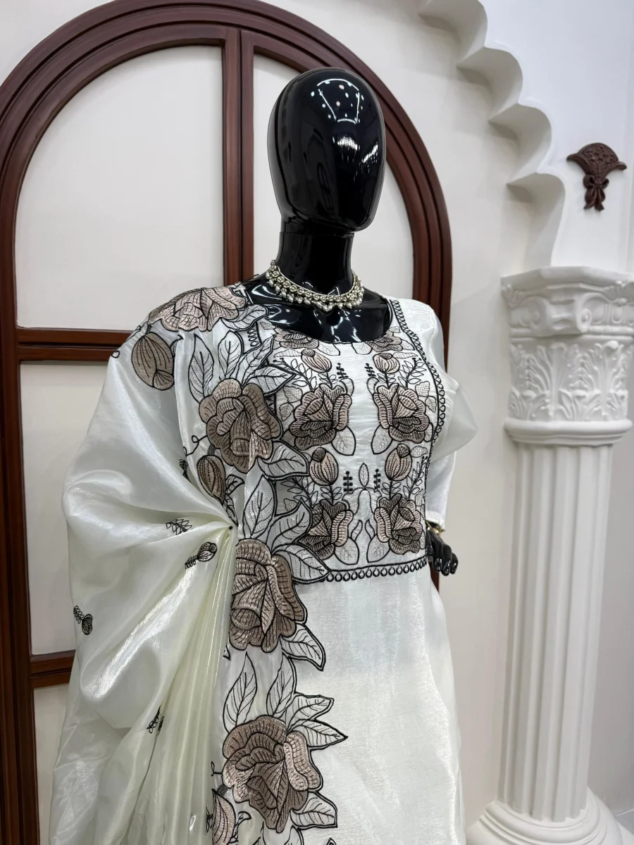 FANCY JMC SILK THREAD WITH FANCY LACE WORK TOP BOTTOM WITH DUPATTA FESTIVE WEAR WHOLESALE PRICE ETHNIC GARMENT (3)