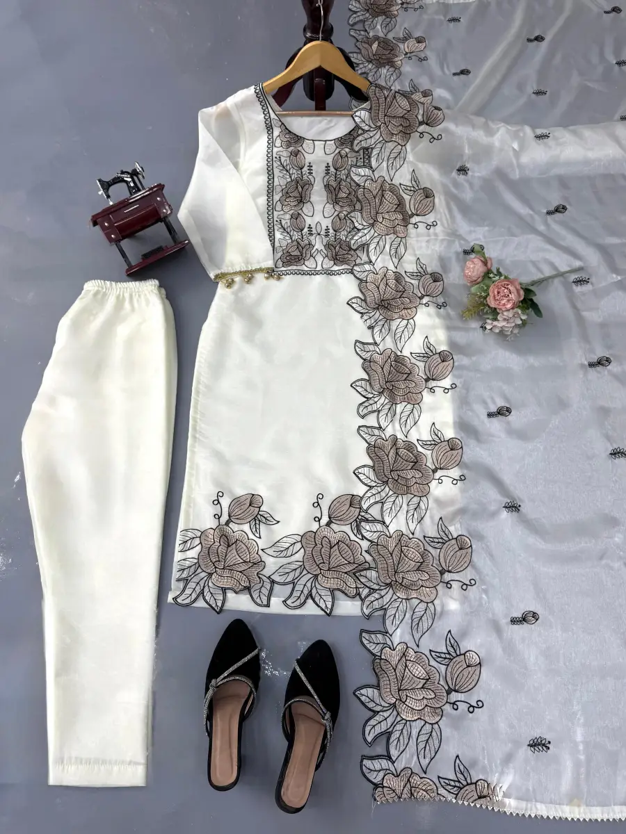 FANCY JMC SILK THREAD WITH FANCY LACE WORK TOP BOTTOM WITH DUPATTA FESTIVE WEAR WHOLESALE PRICE ETHNIC GARMENT (5)