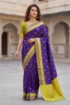 FANCY LICHI SILK WEAVING WORK SAREE WITH UNSTITCHED BLOUSE FESTIVE WEAR WHOLESALE PRICE ETHNIC GARMENT (1)
