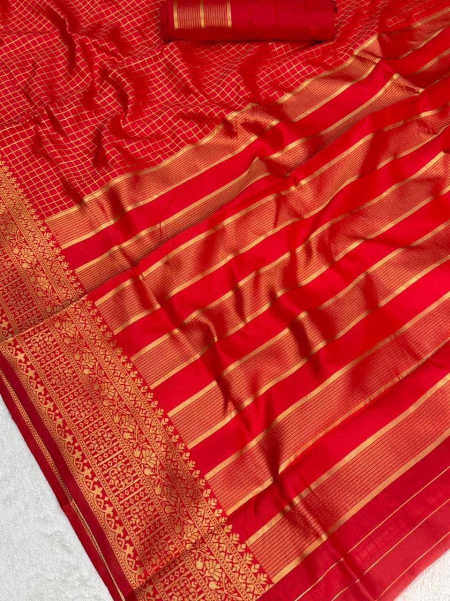 FANCY LICHI SILK WEAVING WORK SAREE WITH UNSTITCHED BLOUSE FESTIVE WEAR WHOLESALE PRICE ETHNIC GARMENT (1)
