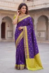 FANCY LICHI SILK WEAVING WORK SAREE WITH UNSTITCHED BLOUSE FESTIVE WEAR WHOLESALE PRICE ETHNIC GARMENT (1)