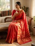 FANCY LICHI SILK WEAVING WORK SAREE WITH UNSTITCHED BLOUSE FESTIVE WEAR WHOLESALE PRICE ETHNIC GARMENT (3)
