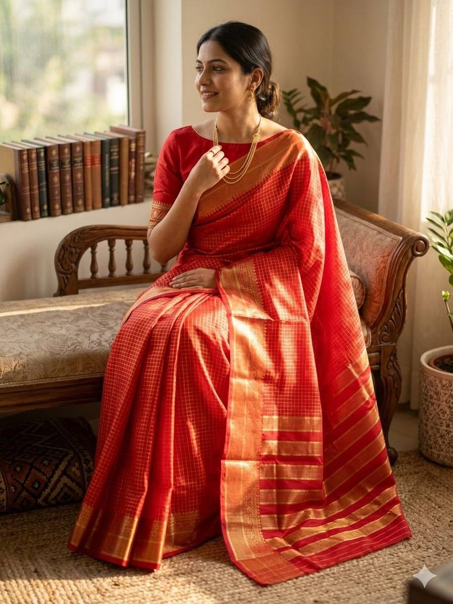 FANCY LICHI SILK WEAVING WORK SAREE WITH UNSTITCHED BLOUSE FESTIVE WEAR WHOLESALE PRICE ETHNIC GARMENT (2)