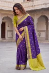 FANCY LICHI SILK WEAVING WORK SAREE WITH UNSTITCHED BLOUSE FESTIVE WEAR WHOLESALE PRICE ETHNIC GARMENT (1)