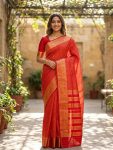 FANCY LICHI SILK WEAVING WORK SAREE WITH UNSTITCHED BLOUSE FESTIVE WEAR WHOLESALE PRICE ETHNIC GARMENT (3)