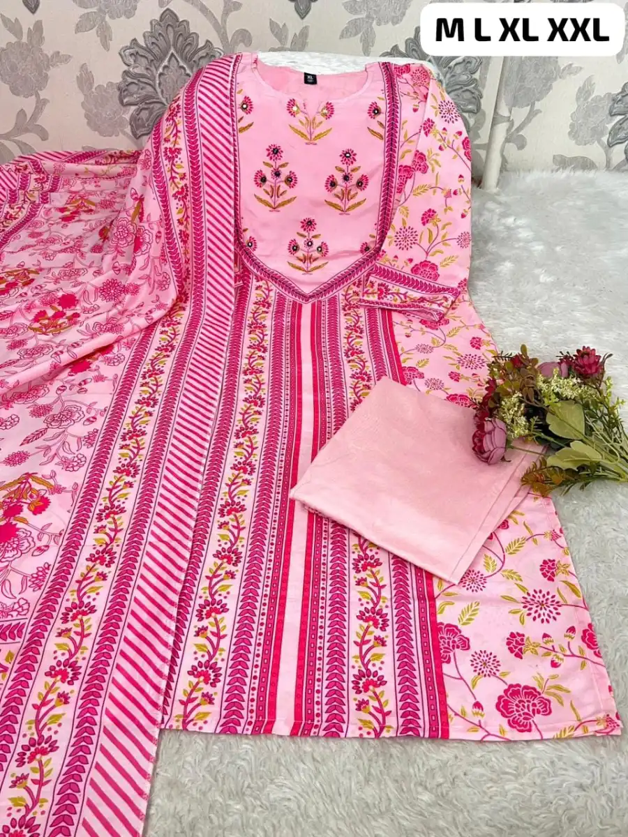 FANCY MORGAN SILK DIGITAL PRINT WORK TOP BOTTOM WITH DUPATTA FESTIVE WEAR WHOLESALE PRICE ETHNIC GARMENT (1)