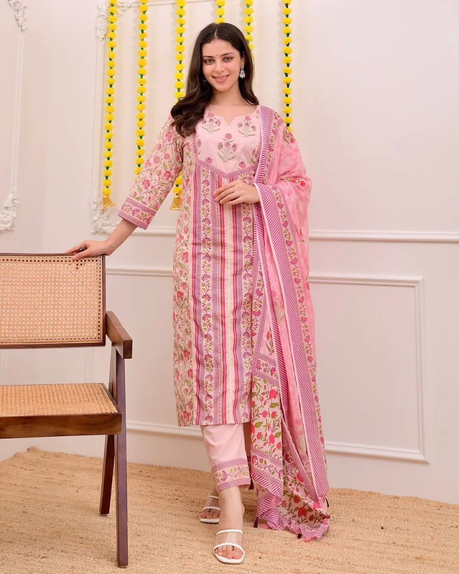FANCY MORGAN SILK DIGITAL PRINT WORK TOP BOTTOM WITH DUPATTA FESTIVE WEAR WHOLESALE PRICE ETHNIC GARMENT (4)