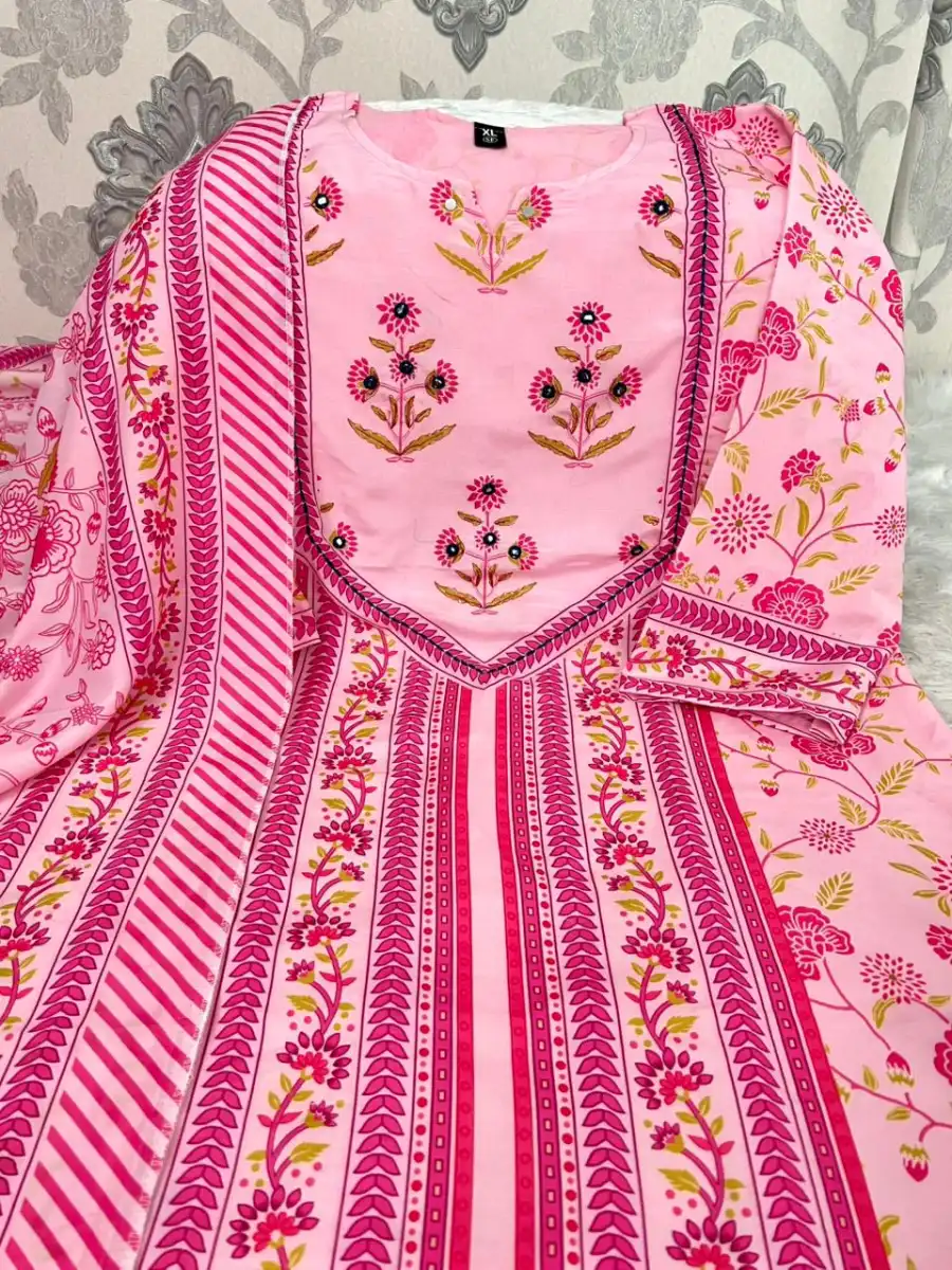 FANCY MORGAN SILK DIGITAL PRINT WORK TOP BOTTOM WITH DUPATTA FESTIVE WEAR WHOLESALE PRICE ETHNIC GARMENT (6)