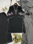 FANCY MUL CHANDERI SEQUENCE EMBROIDERY WITH CUT WORK TOP PALAZZO WITH DUPATTA FESTIVE WEAR WHOLESALE PRICE ETHNIC GARMENT (8)