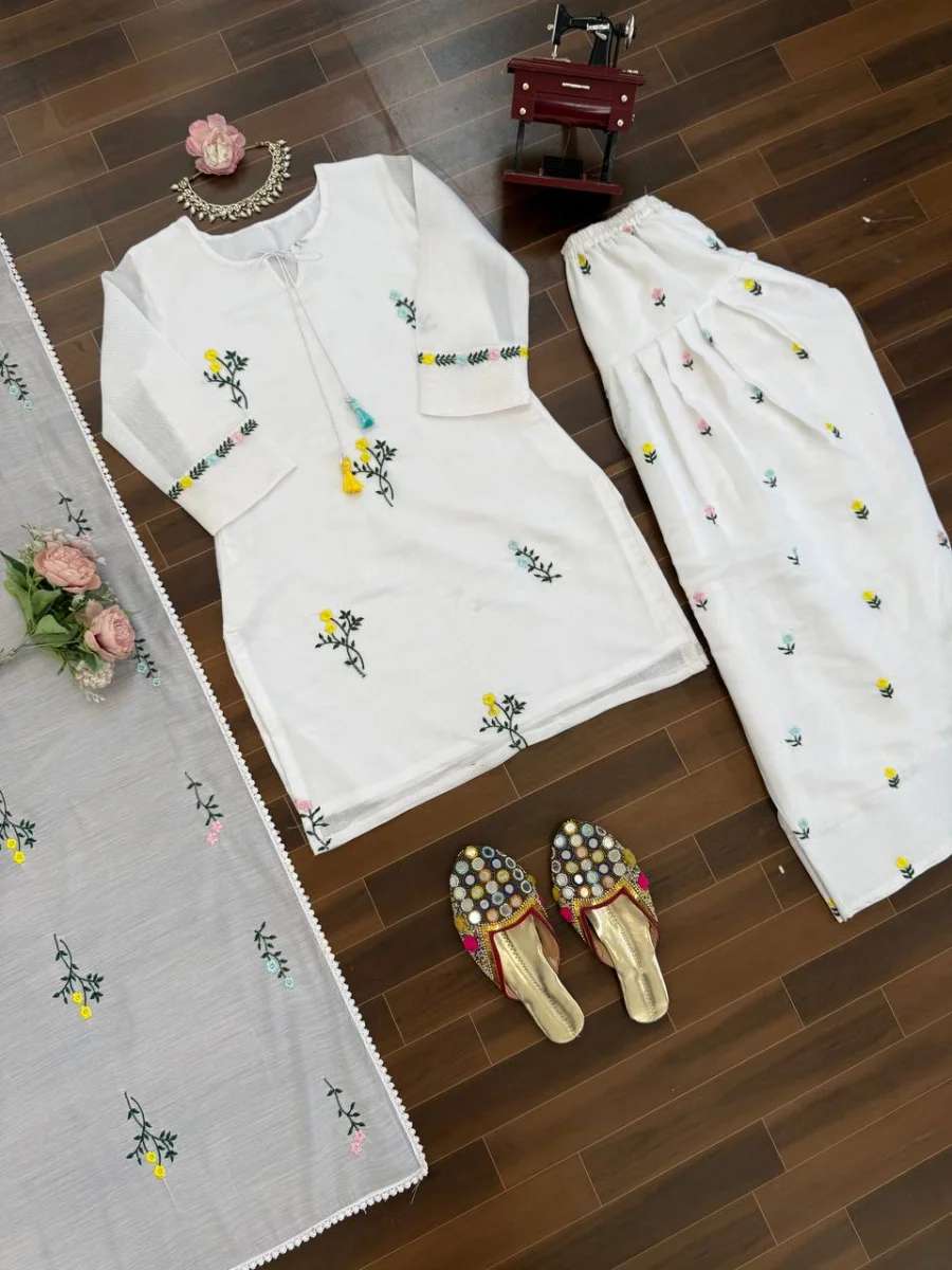 FANCY MUL CHANDERI THREAD WORK TOP PATIYALA WITH DUPATTA FESTIVE WEAR WHOLESALE PRICE ETHNIC GARMENT (7)