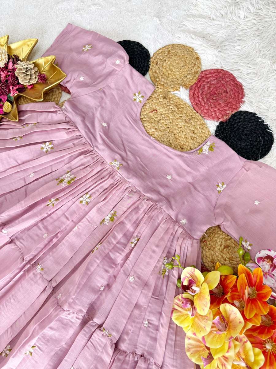 FANCY MUL COTTON CHANDERI EMBROIDERY WORK ONE PIECE DRESS PARTY WEAR WHOLESALE PRICE ETHNIC GARMENT (15)
