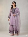 FANCY MUL COTTON SEQUENCE EMBROIDERY WORK TOP PALAZZO WITH DUPATTA FESTIVE WEAR WHOLESALE PRICE ETHNIC GARMENT (1)