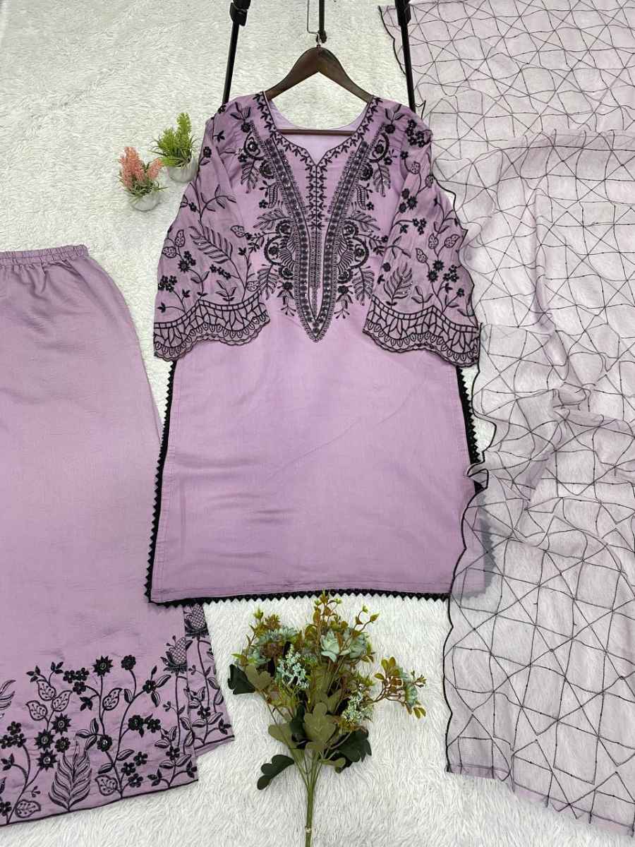 FANCY MUL COTTON SEQUENCE EMBROIDERY WORK TOP PALAZZO WITH DUPATTA FESTIVE WEAR WHOLESALE PRICE ETHNIC GARMENT (15)
