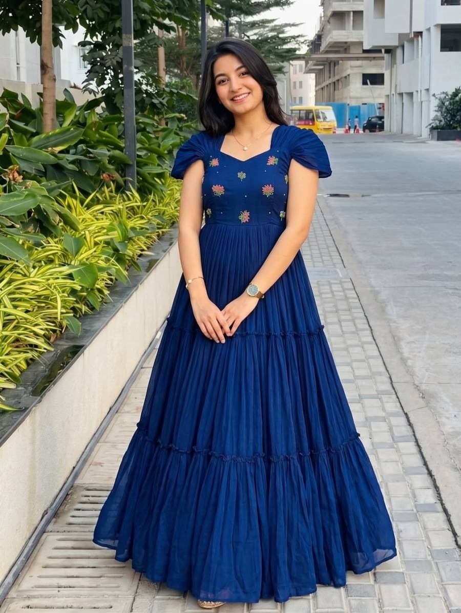 FANCY MUL MUL COTTON MAGGAM WORK ONE PIECE DRESS DAILY WEAR WHOLESALE PRICE ETHNIC GARMENT (5)