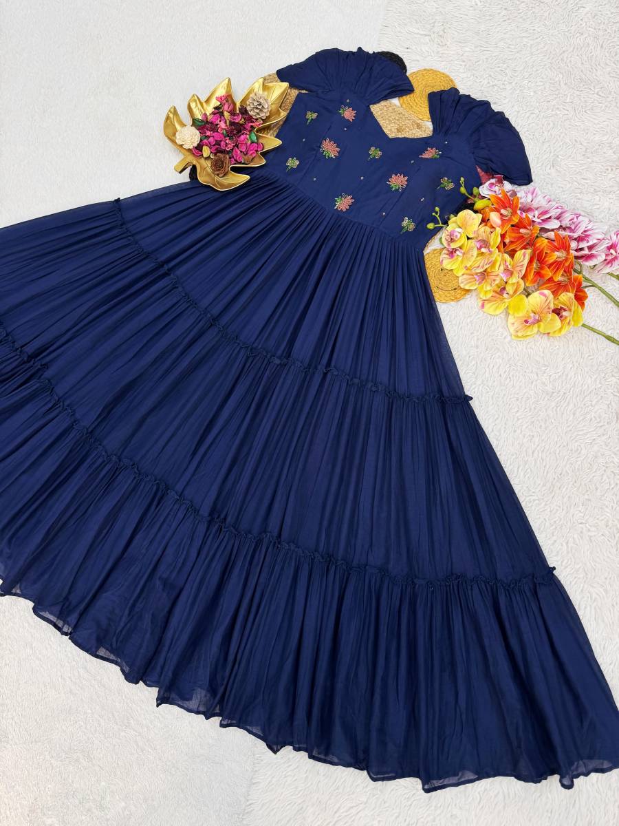FANCY MUL MUL COTTON MAGGAM WORK ONE PIECE DRESS DAILY WEAR WHOLESALE PRICE ETHNIC GARMENT (6)