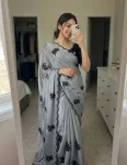 FANCY RANGOLI SILK EMBROIDERY THREAD WITH SEQUENCE WORK SCALLOPED CUTWORK SAREE WITH UNSTITCHED BLOUSE FESTIVE WEAR WHOLESALE PRICE ETHNIC GARMENT (2)