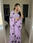 FANCY RANGOLI SILK EMBROIDERY THREAD WITH SEQUENCE WORK SCALLOPED CUTWORK SAREE WITH UNSTITCHED BLOUSE FESTIVE WEAR WHOLESALE PRICE ETHNIC GARMENT (4)