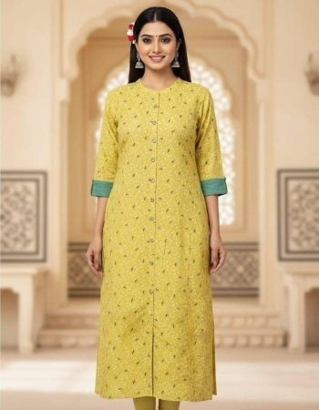 FANCY RAYON DIGITAL PRINT WORK ONLY KURTI YELLOW
