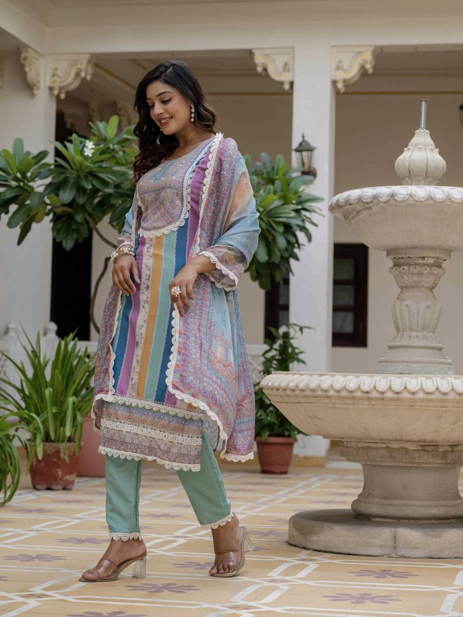 FANCY RAYON SLUB DIGITAL PRINTED COTTON LACE WORK TOP BOTTOM WITH DUPATTA FESTIVE WEAR WHOLESALE PRICE ETHNIC GARMENT (14)
