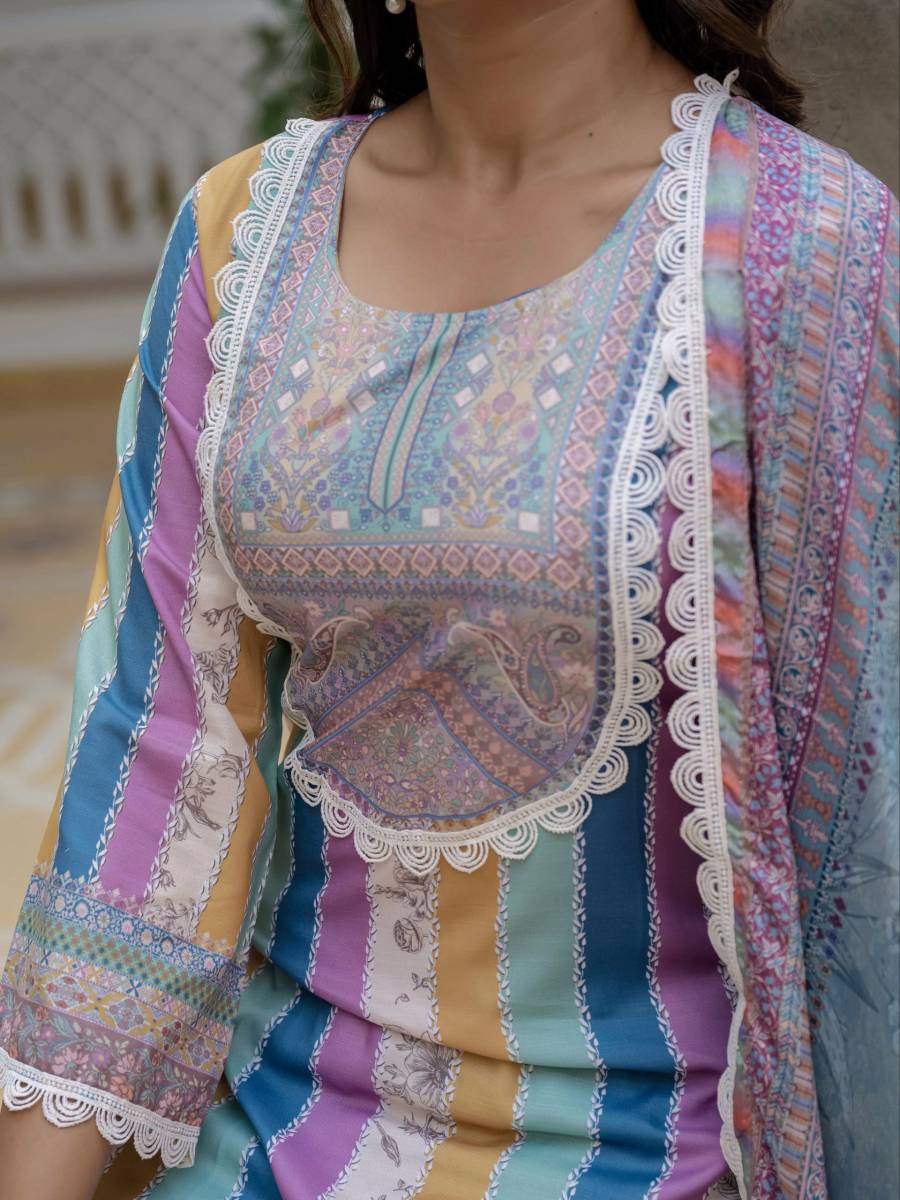 FANCY RAYON SLUB DIGITAL PRINTED COTTON LACE WORK TOP BOTTOM WITH DUPATTA FESTIVE WEAR WHOLESALE PRICE ETHNIC GARMENT (18)