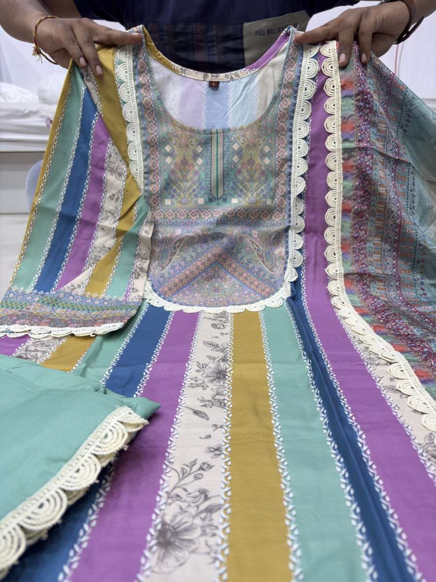 FANCY RAYON SLUB DIGITAL PRINTED COTTON LACE WORK TOP BOTTOM WITH DUPATTA FESTIVE WEAR WHOLESALE PRICE ETHNIC GARMENT (26)