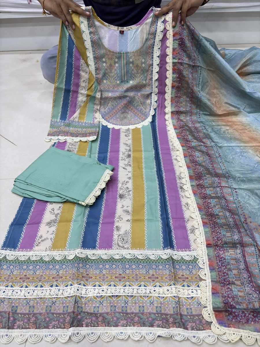 FANCY RAYON SLUB DIGITAL PRINTED COTTON LACE WORK TOP BOTTOM WITH DUPATTA FESTIVE WEAR WHOLESALE PRICE ETHNIC GARMENT (27)